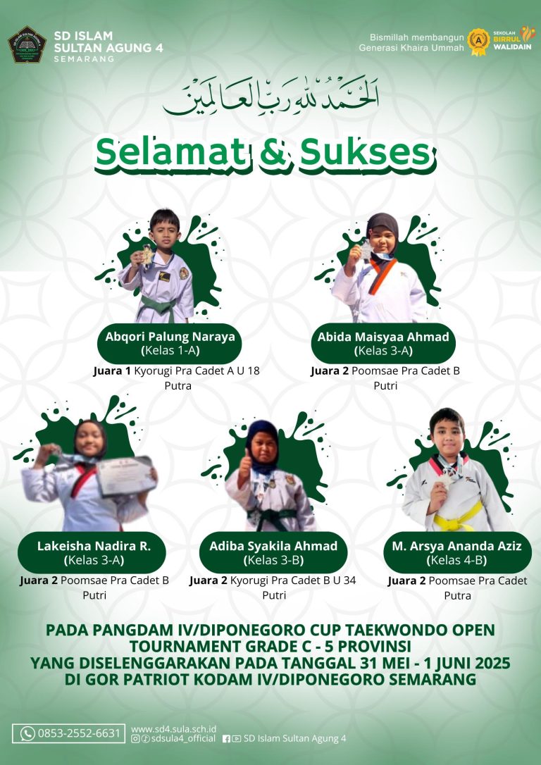 Atlet Muda SD Islam Sultan Agung 4 Semarang Raih Prestasi Gemilang di Pangdam IV/Piala Diponegoro 2025
