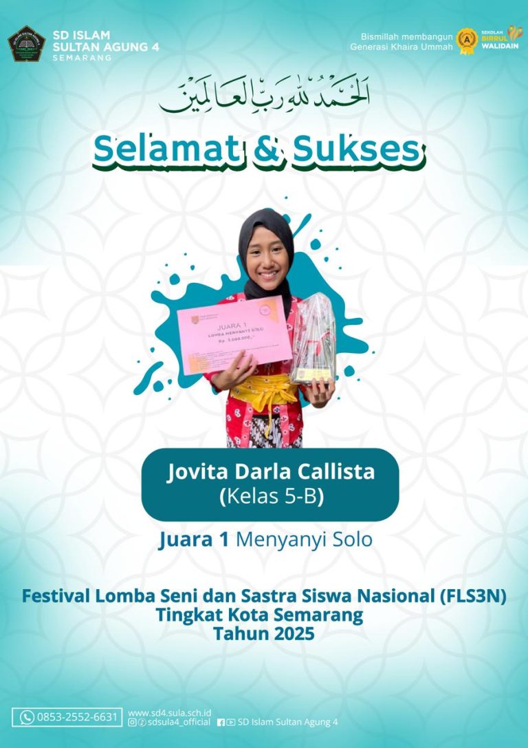 Dari Kecamatan Menuju Kota: Jovita Darla Callista Sabet Juara 1 Menyanyi Solo FLS3N Tingkat Kota Semarang