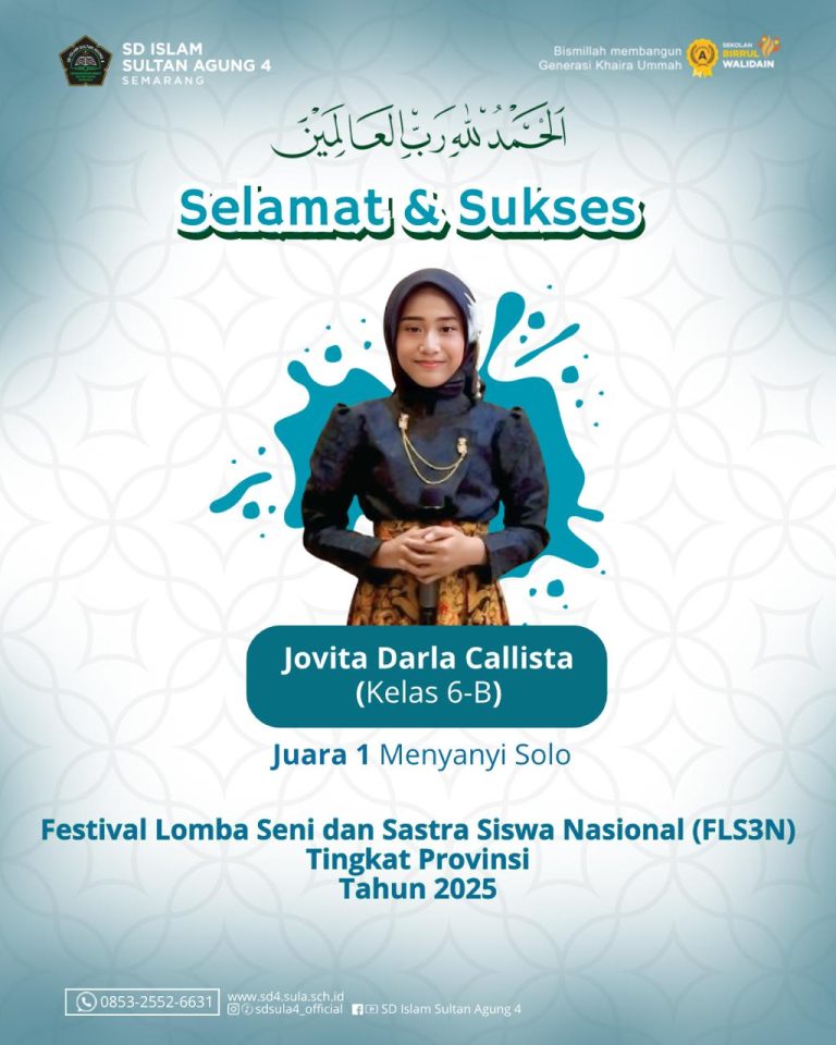 Mahkota Prestasi di Tingkat Provinsi: Jovita Darla Callista Raih Juara 1 Menyanyi Solo FLS3N 2025