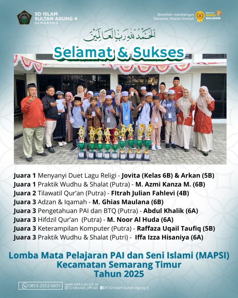 Syiar Prestasi: SD Islam Sultan Agung 4 Semarang Borong Juara dalam Lomba MAPSI KECAMATAN 2025
