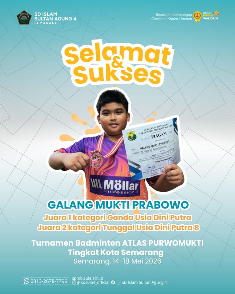 SISWA SD ISLAM SULTAN AGUNG 4 SEMARANG RAIH PRESTASI GEMILANG DI TURNAMEN BADMINTON ATLAS PURWOMUKTI 2026